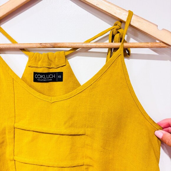 COKLUCH – Mustard cropped camisole top | Summer wear | X-Small * - Picture 5 of 8